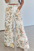 Vintage Floral High-Waist Wide-Leg Pants
