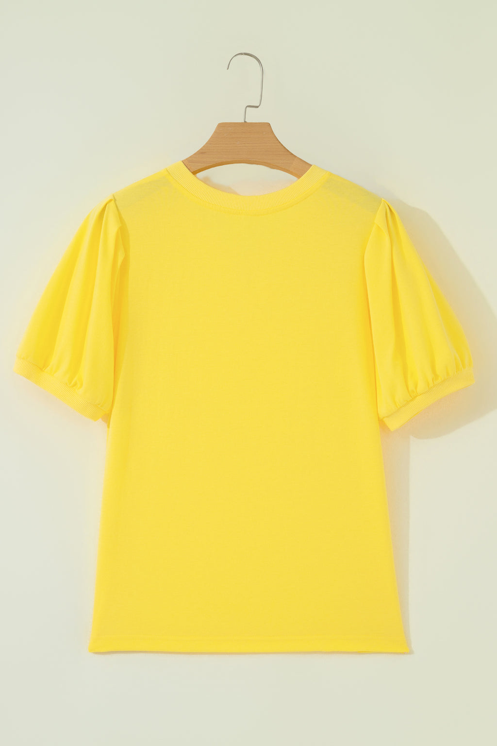 Solid Color Puff Sleeve Blouse