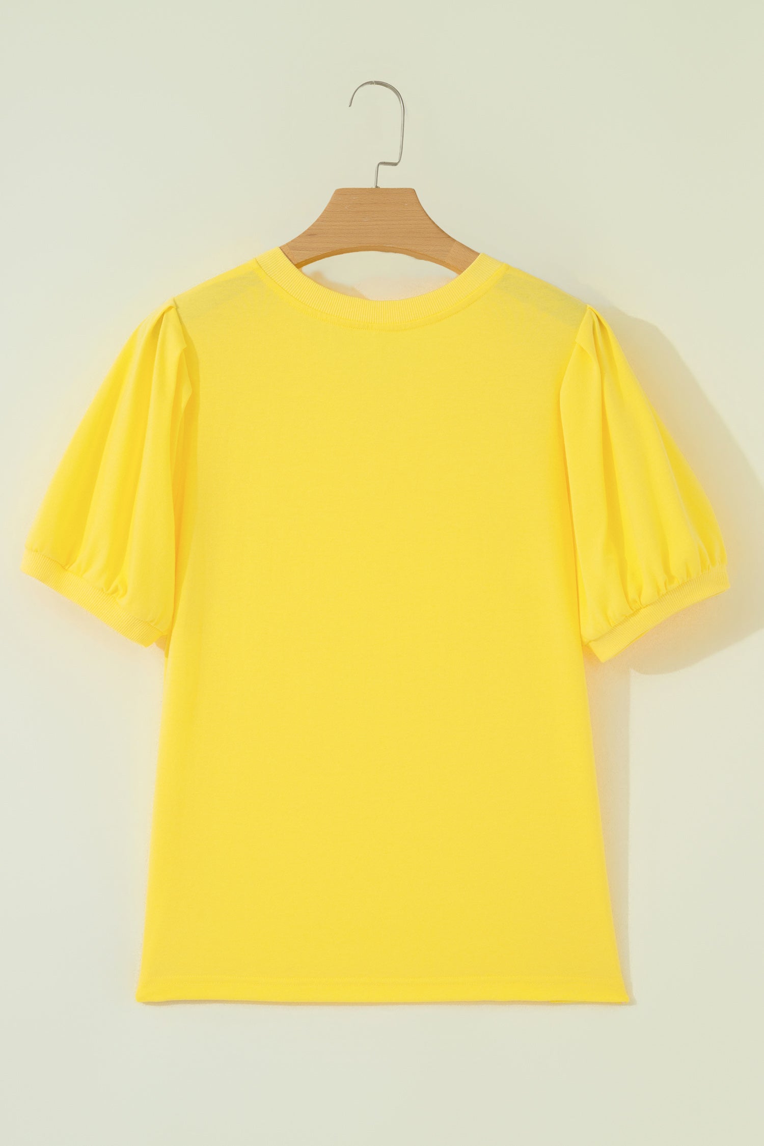 Solid Color Puff Sleeve Blouse