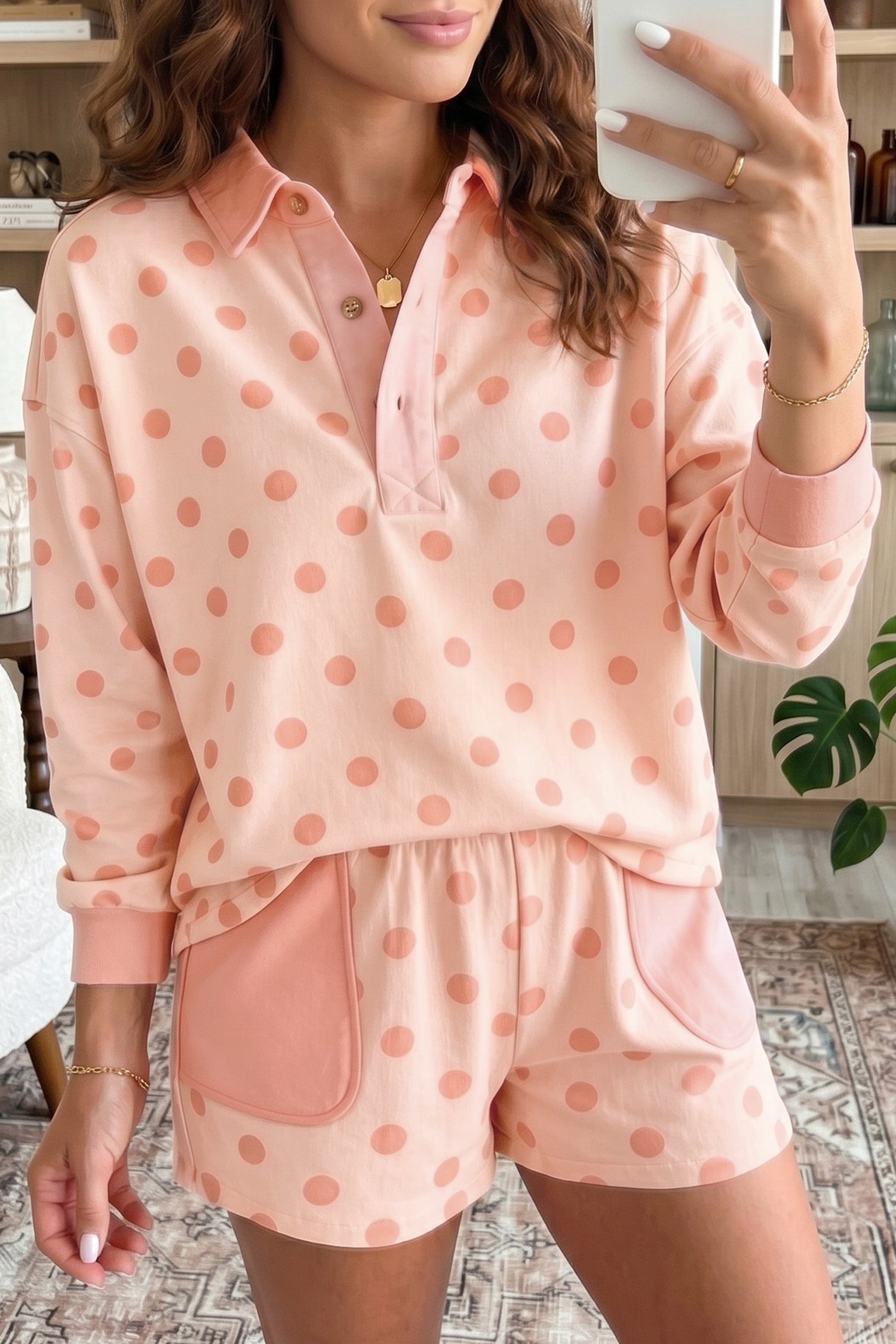Pink Polka Dot Lounge Set