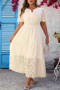 Eyelet Detail Midi Dress