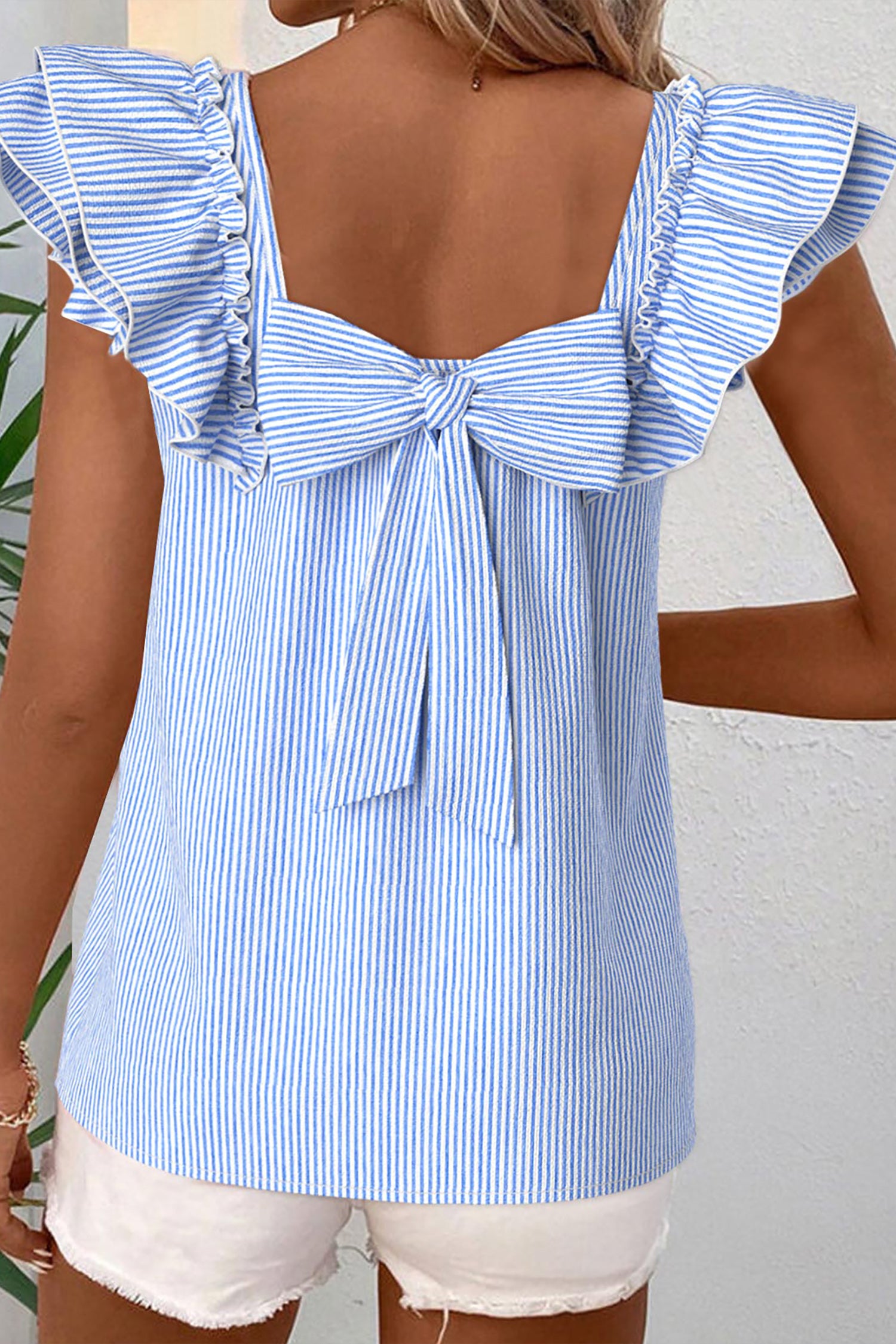 Sky Blue Bow Blouse