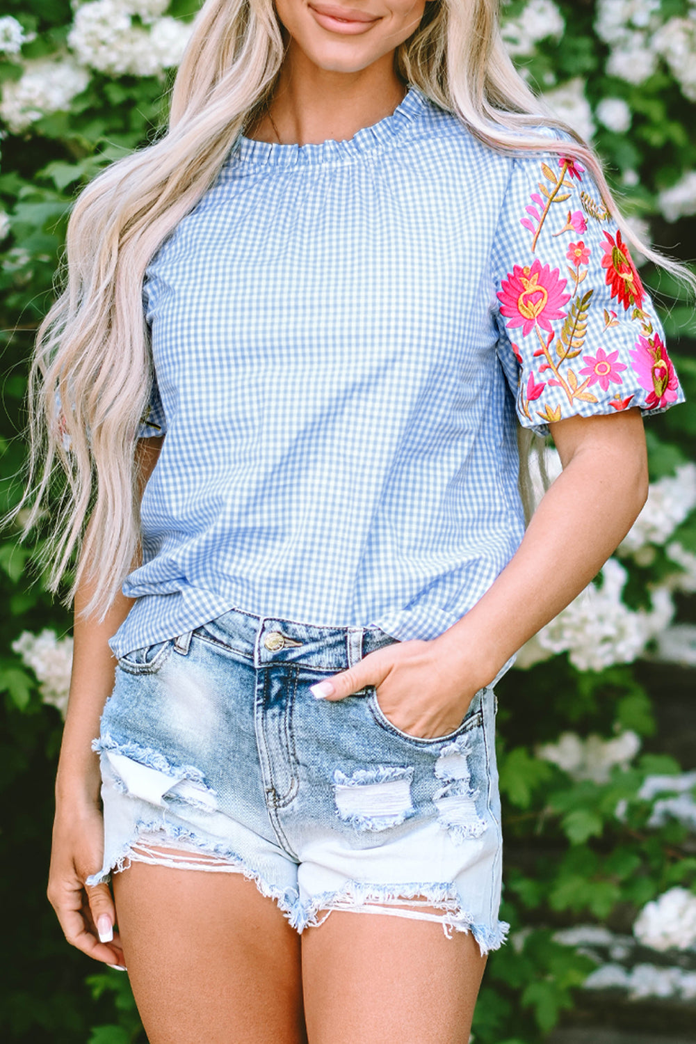 Meadow Bloom Plaid Blouse
