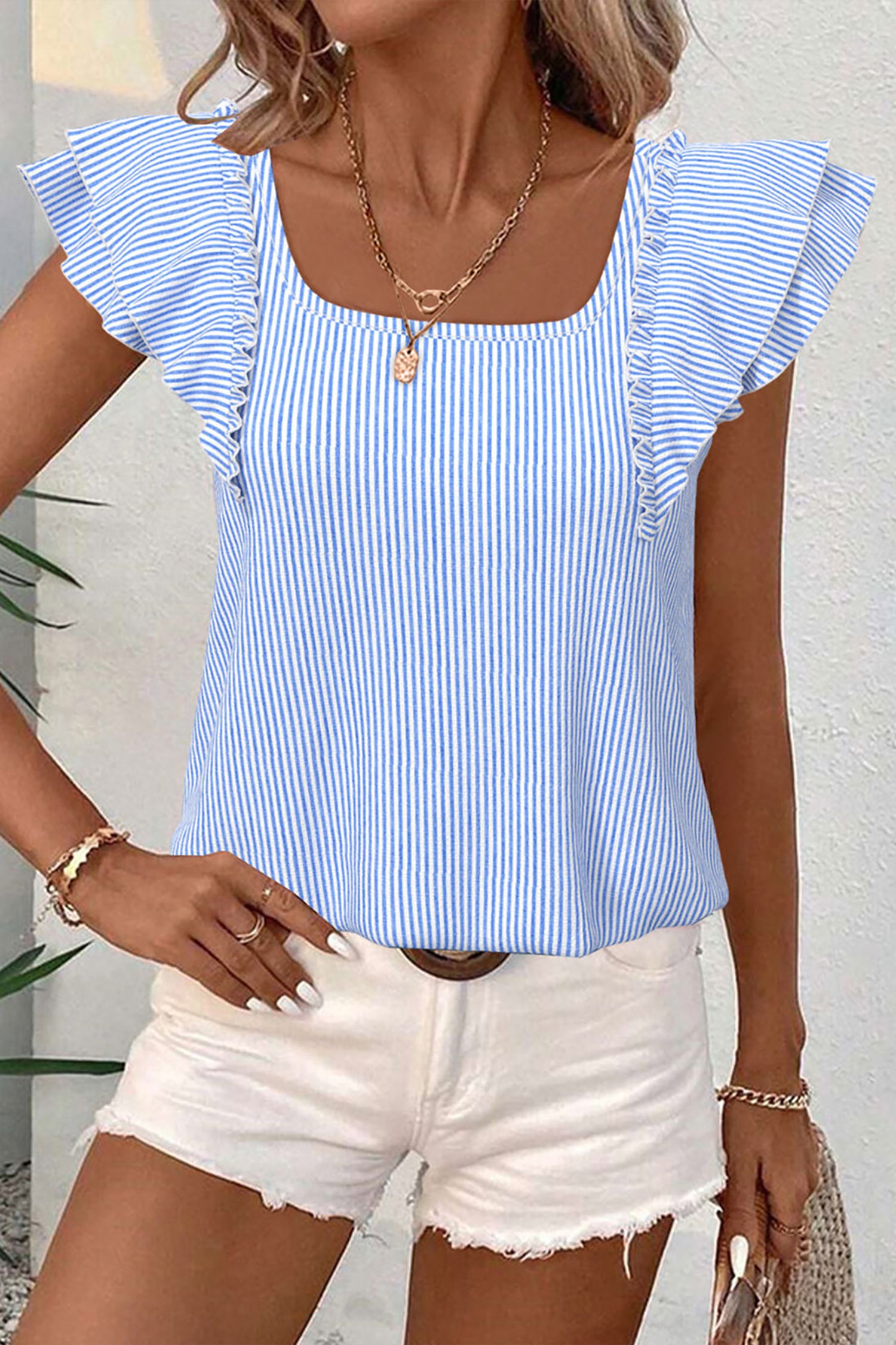 Sky Blue Bow Blouse