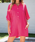 Bright Half Button Collared Loose Romper