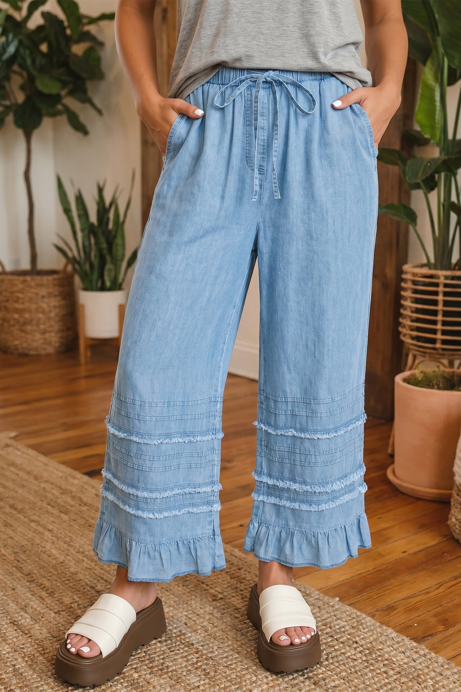 Everyday Chambray Wide Leg Pants