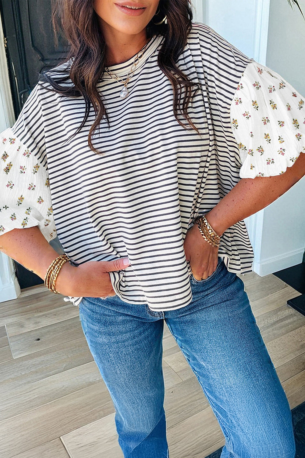 Mixed in Bloom Patchwork Blouse