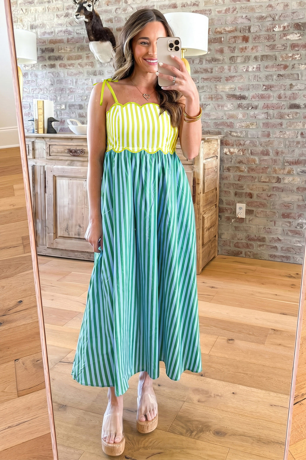 Striped Colorblock Midi Dress