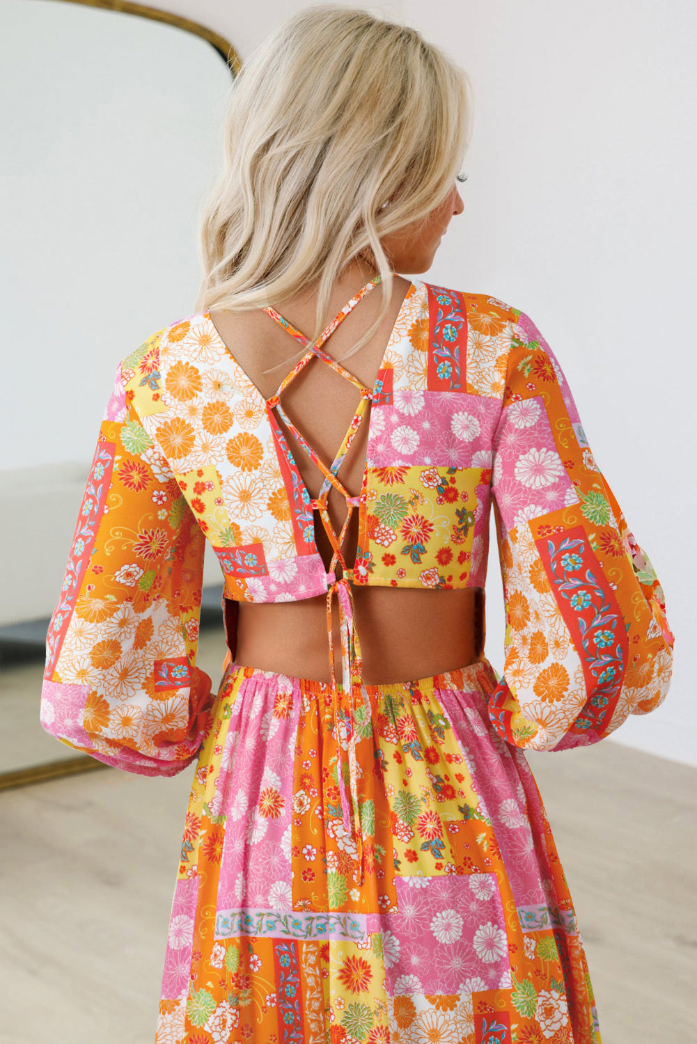 Floral Patchwork Boho Maxi Dress
