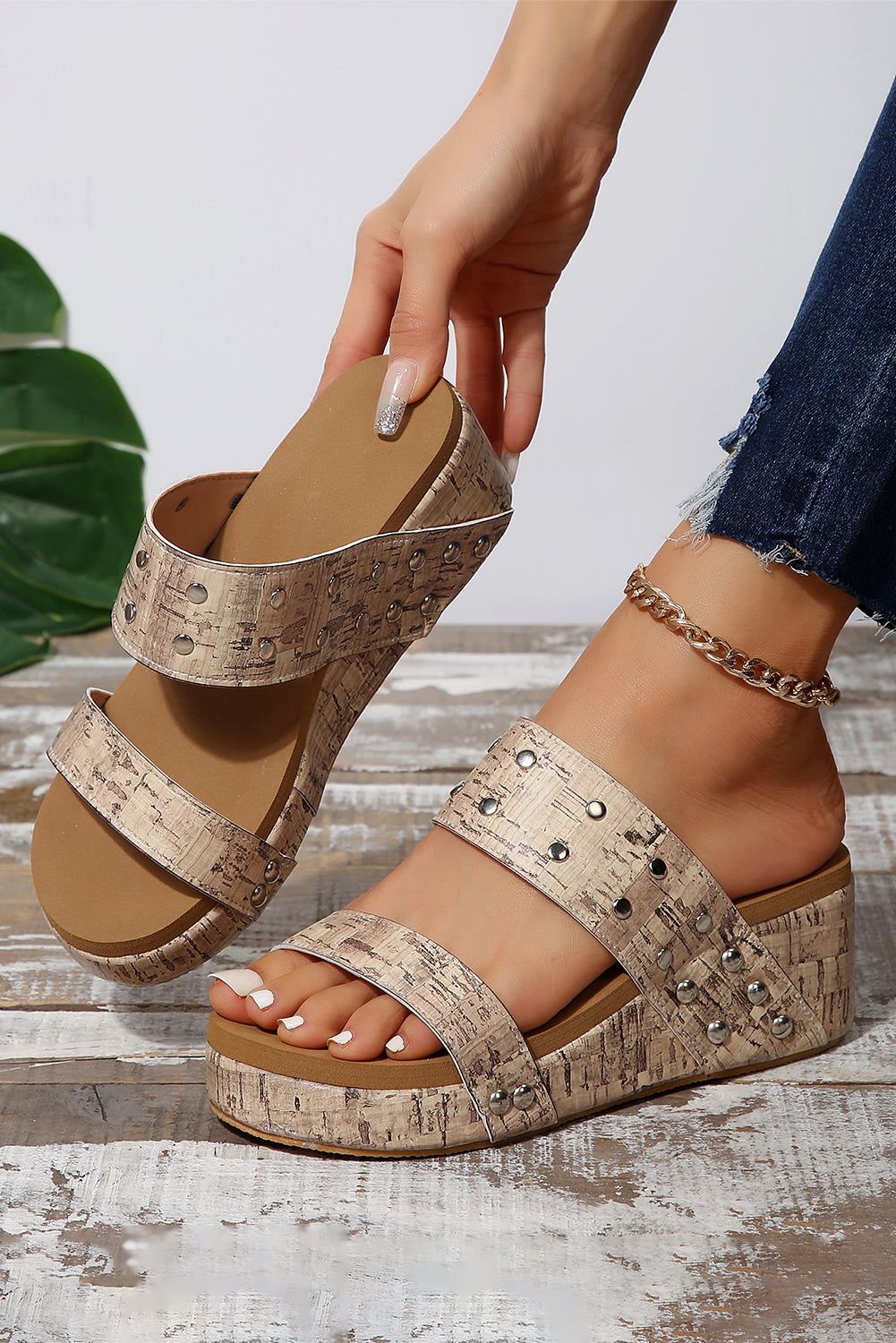 Everyday Rivet Wedge Sandals