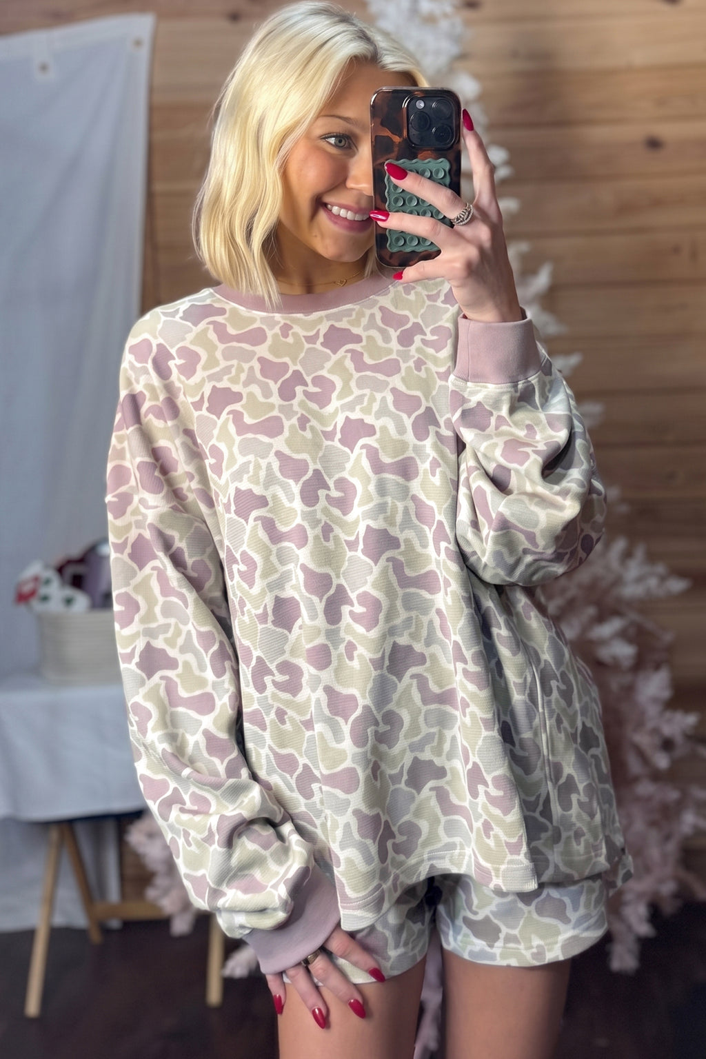 Cozy Waffle Knit Shorts Set