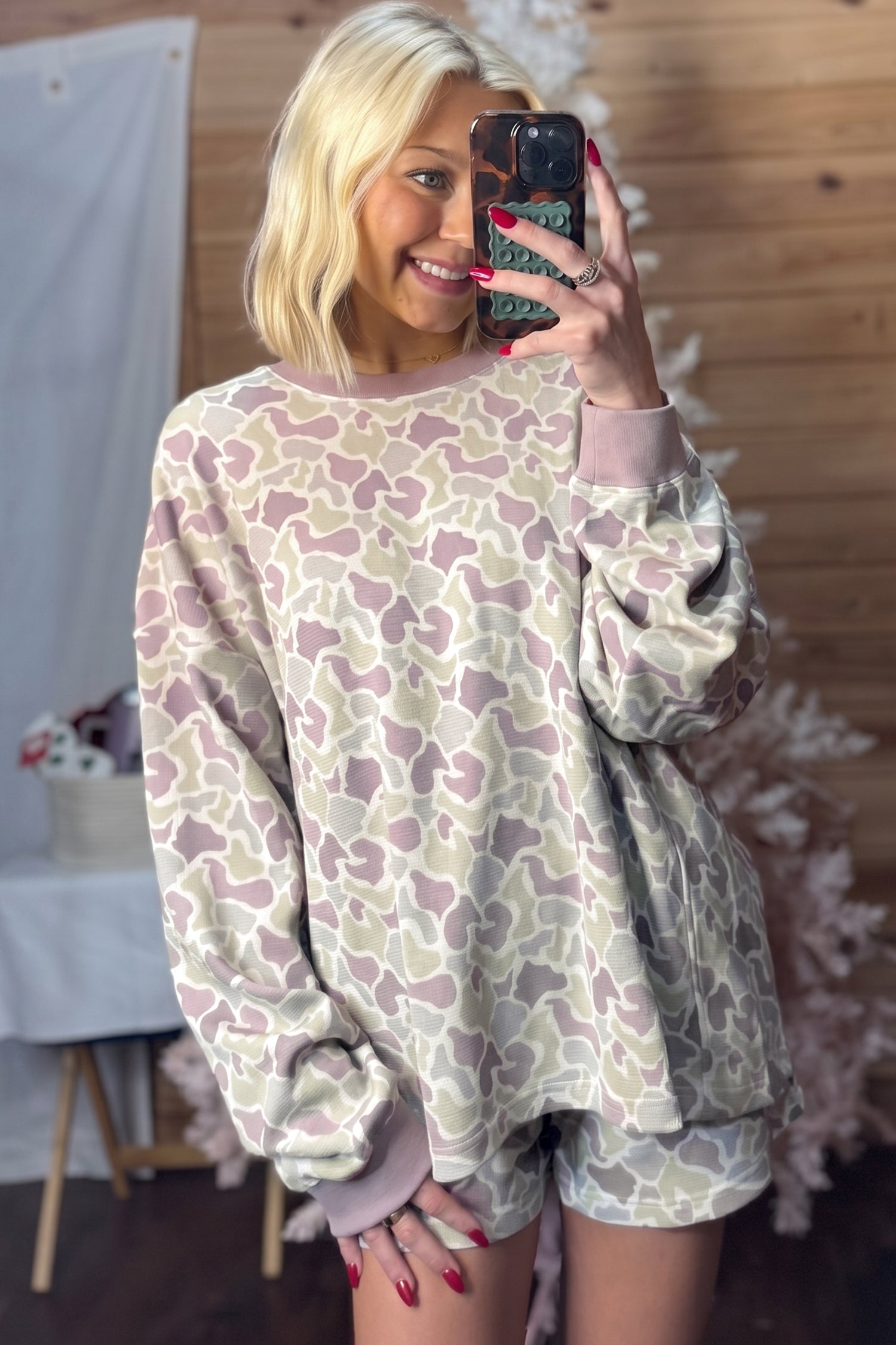 Cozy Waffle Knit Shorts Set