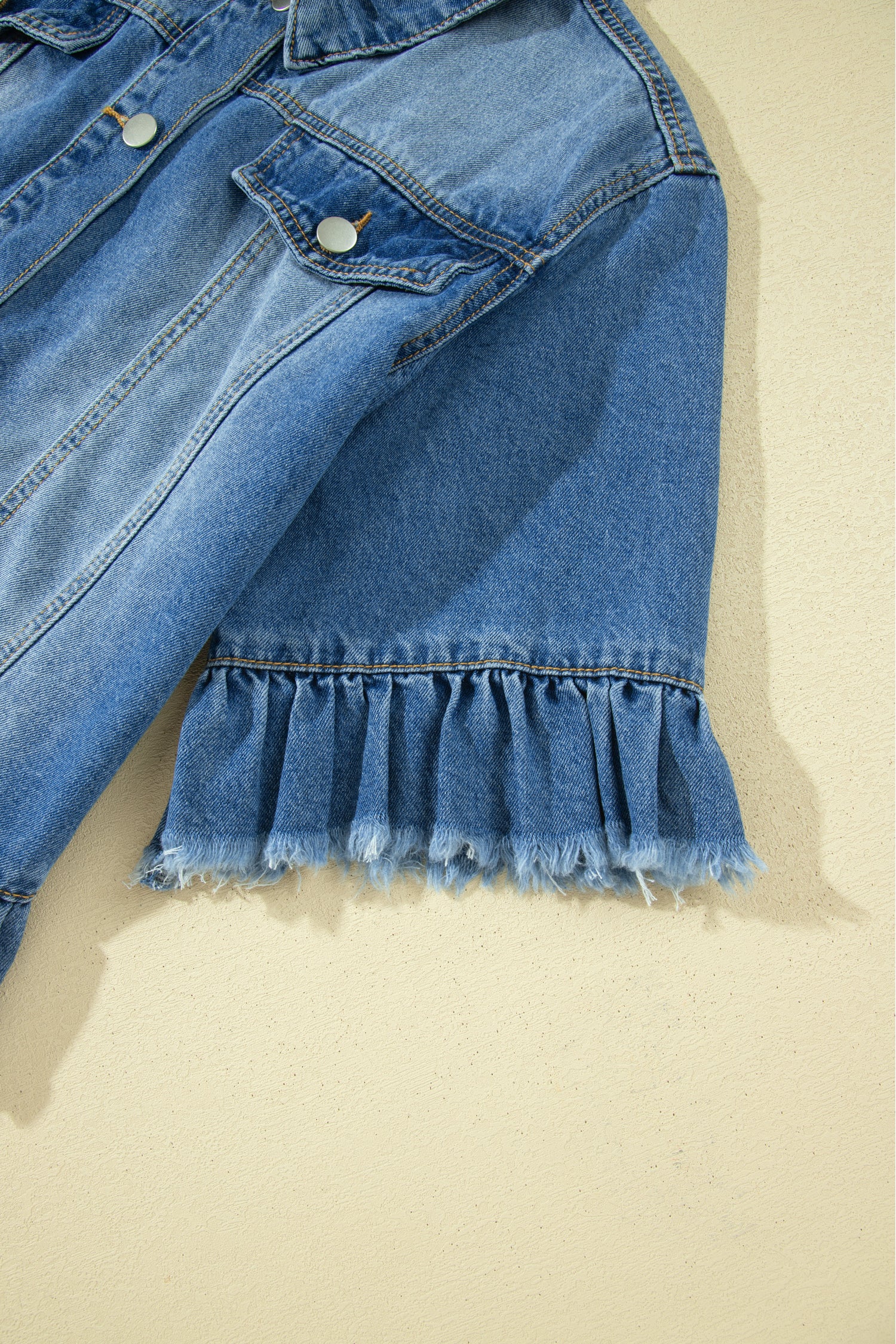 Ruffle Sleeve Denim Jacket