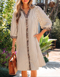Patchwork Stripe Shirt Dress