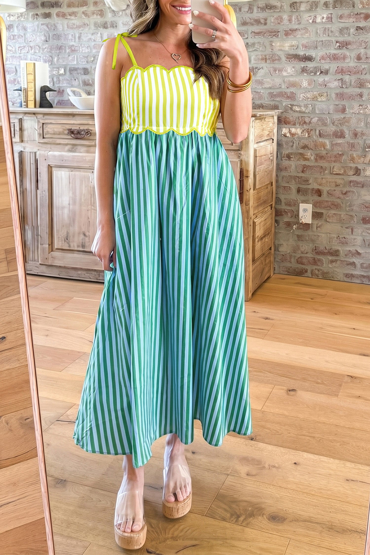 Striped Colorblock Midi Dress