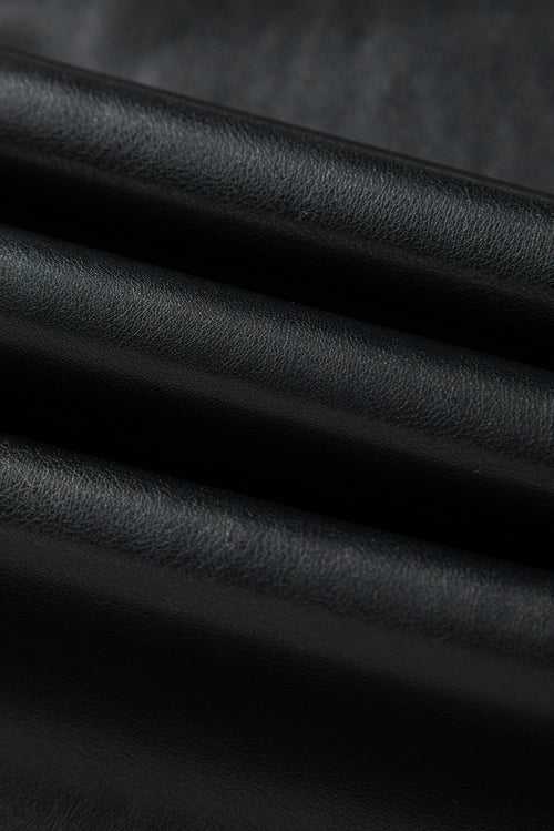 Black Vegan Leather Midi Skirt
