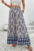 Blue Boho Wide Leg Pants