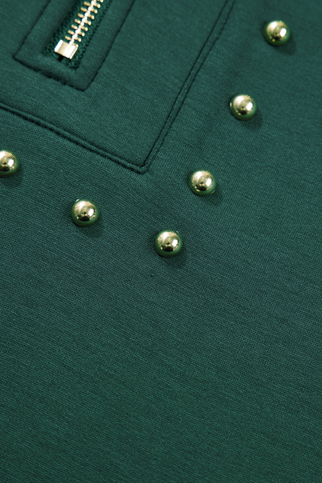 Studded Half-Zip Pocketed Dress