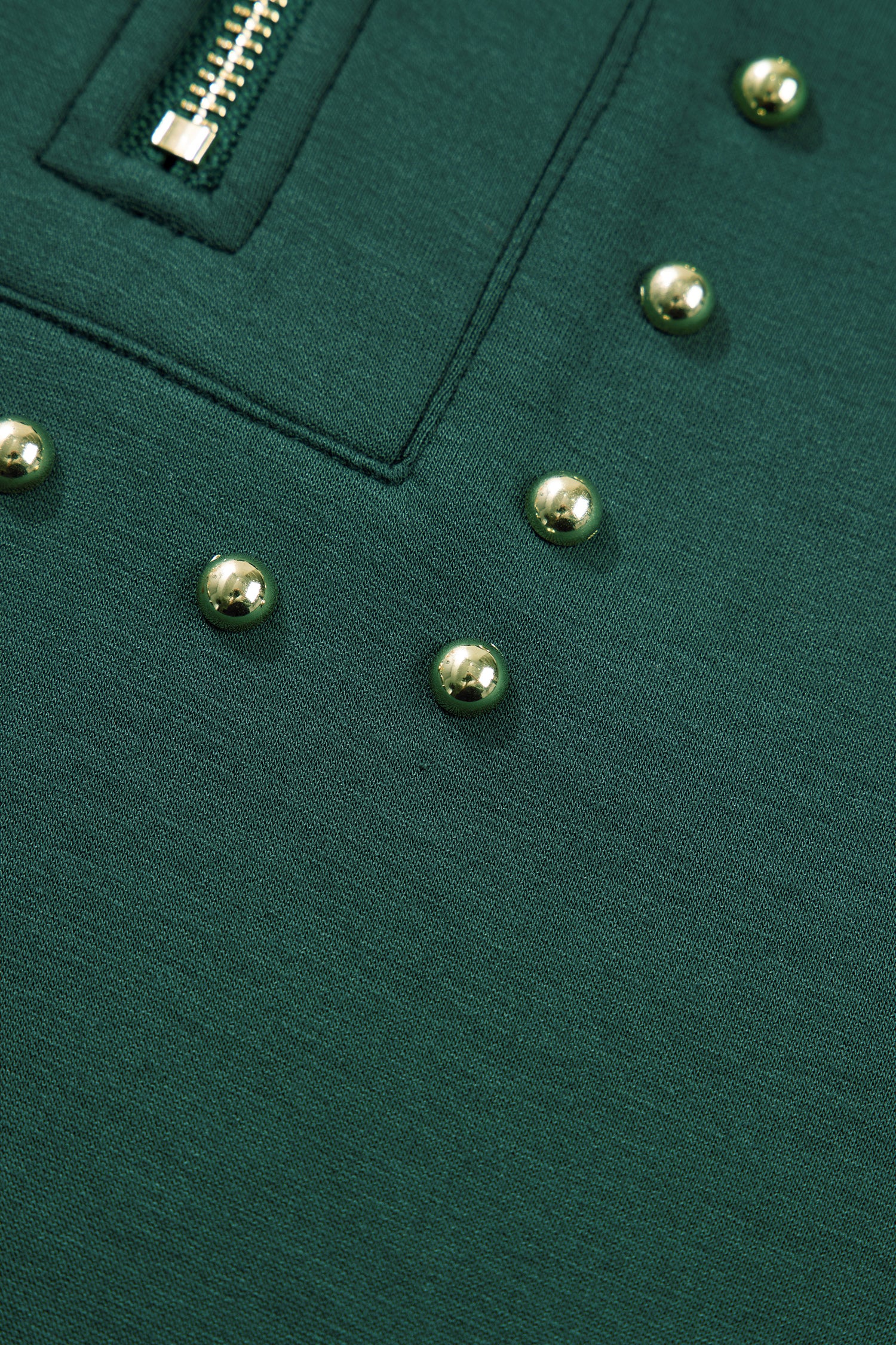 Studded Half-Zip Pocketed Dress