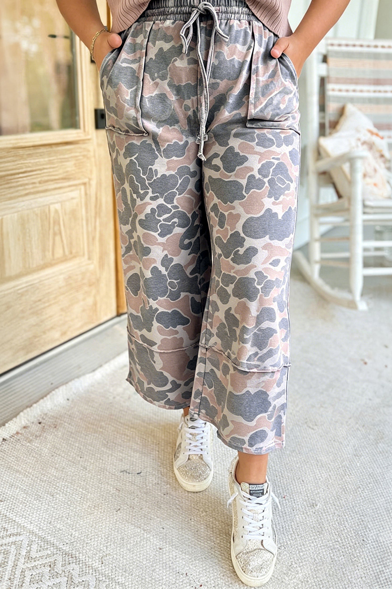 Khaki Camo Ankle Pants