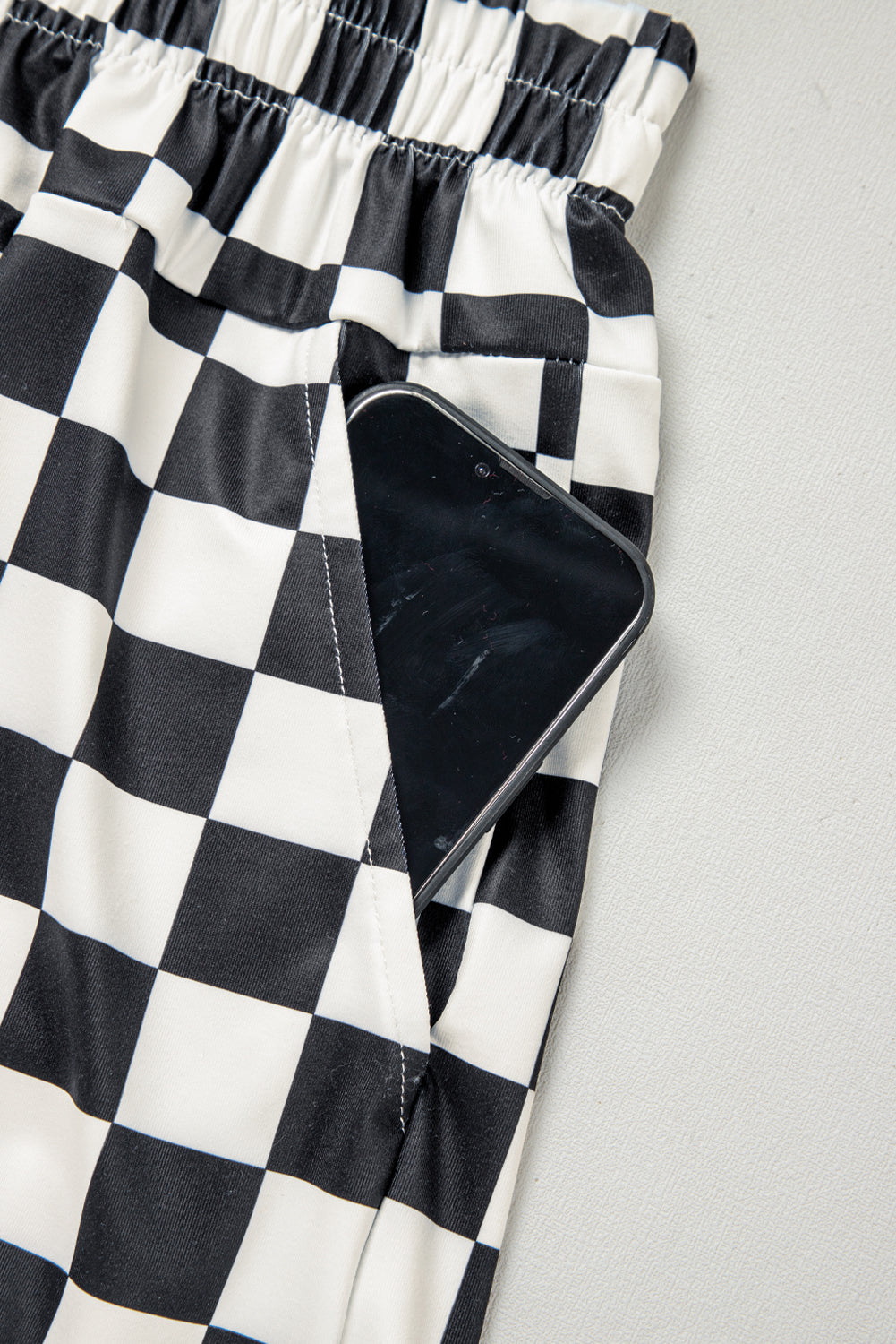 Checkered High Waist Shorts