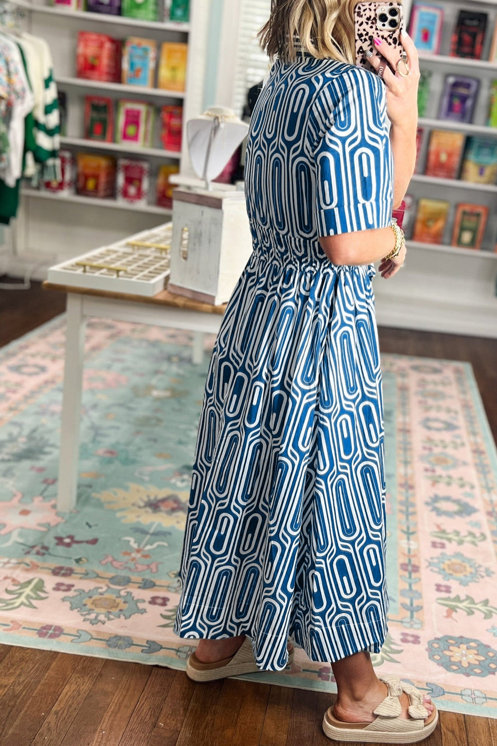 Geometric Print Shirt Dress