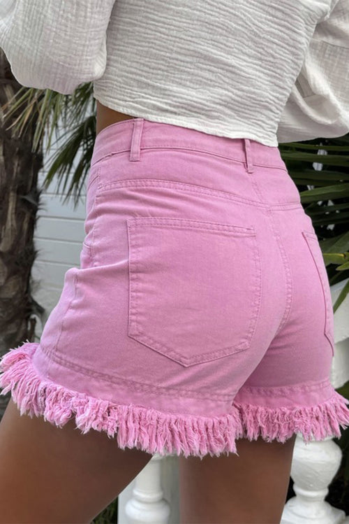 Blush Frayed Denim Shorts