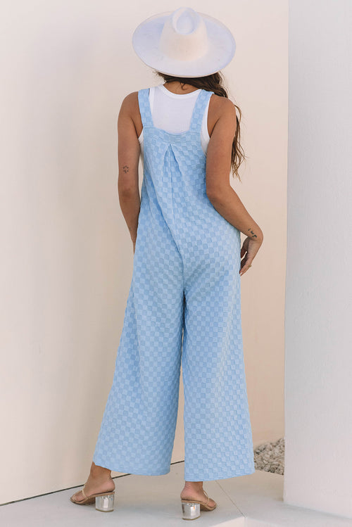 Beau Blue Checkered Wide Leg Overalls