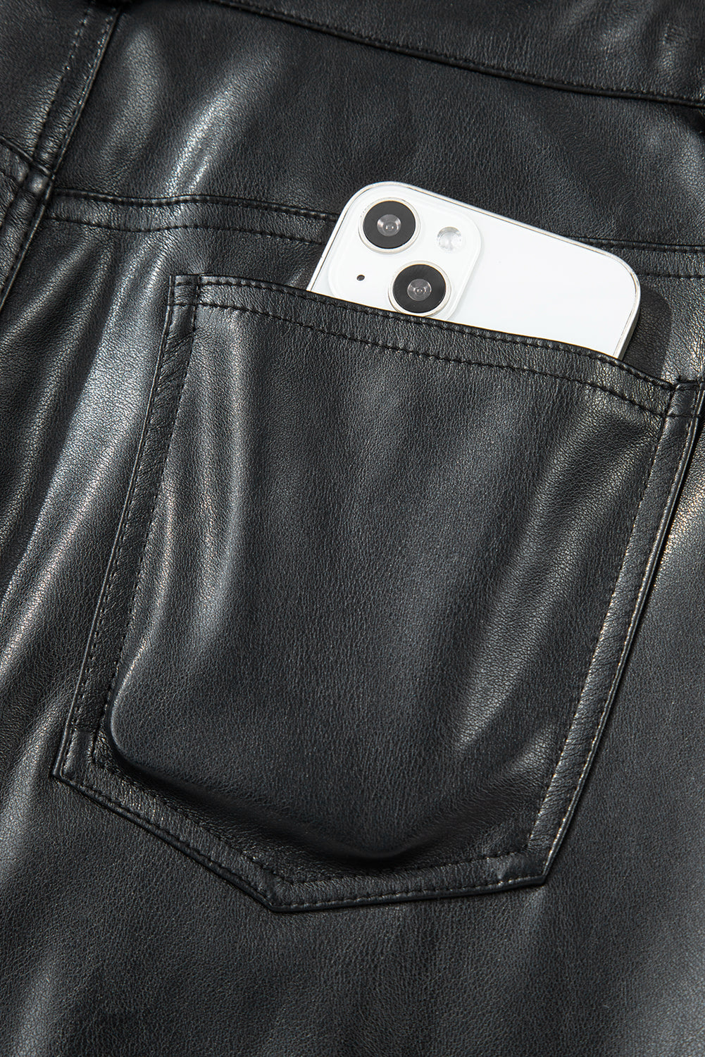 Black Vegan Leather Midi Skirt