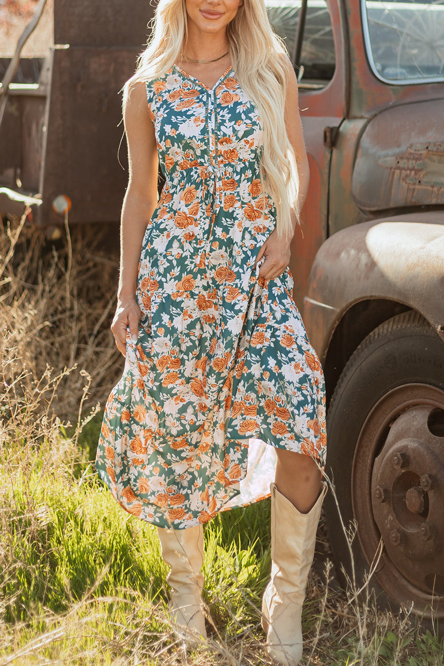 Floral Empire Waist Maxi Dress
