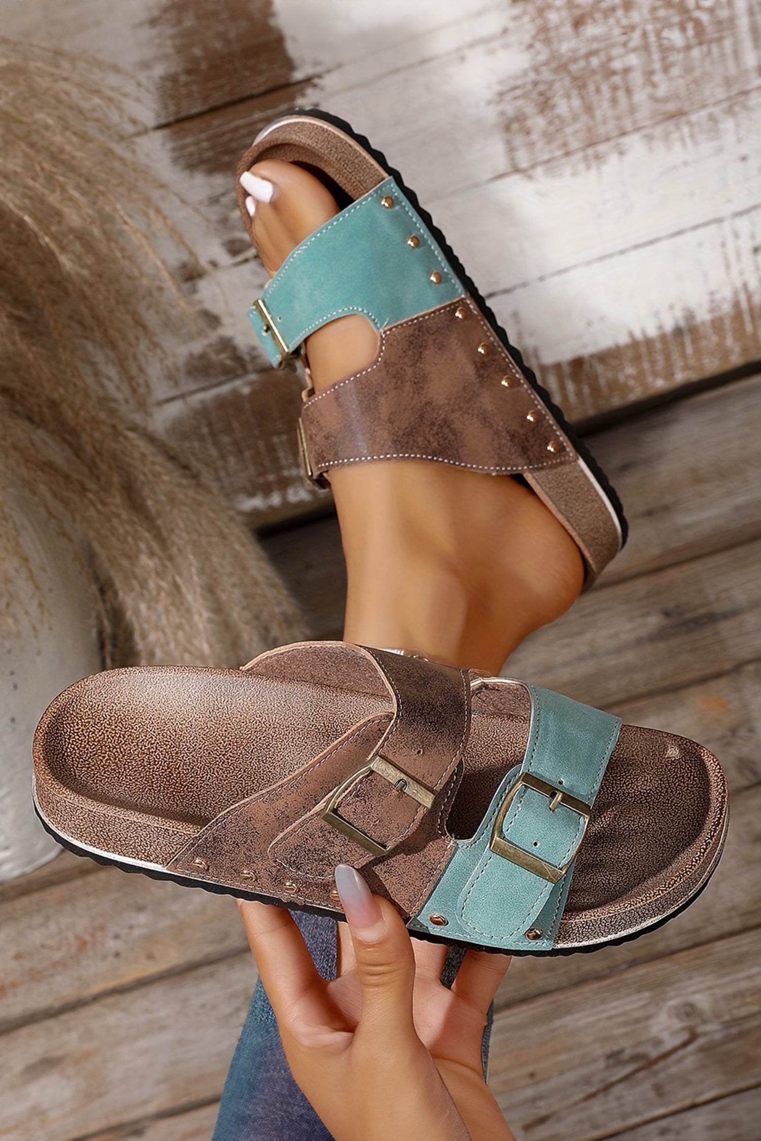Everyday Rivet Wedge Sandals