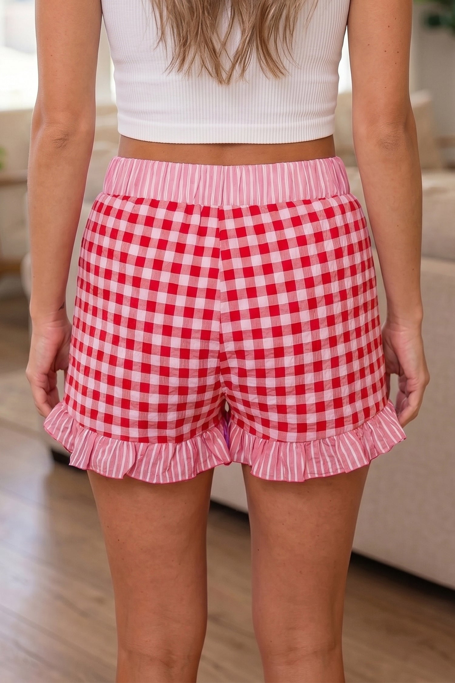 Gingham Ruffle Shorts
