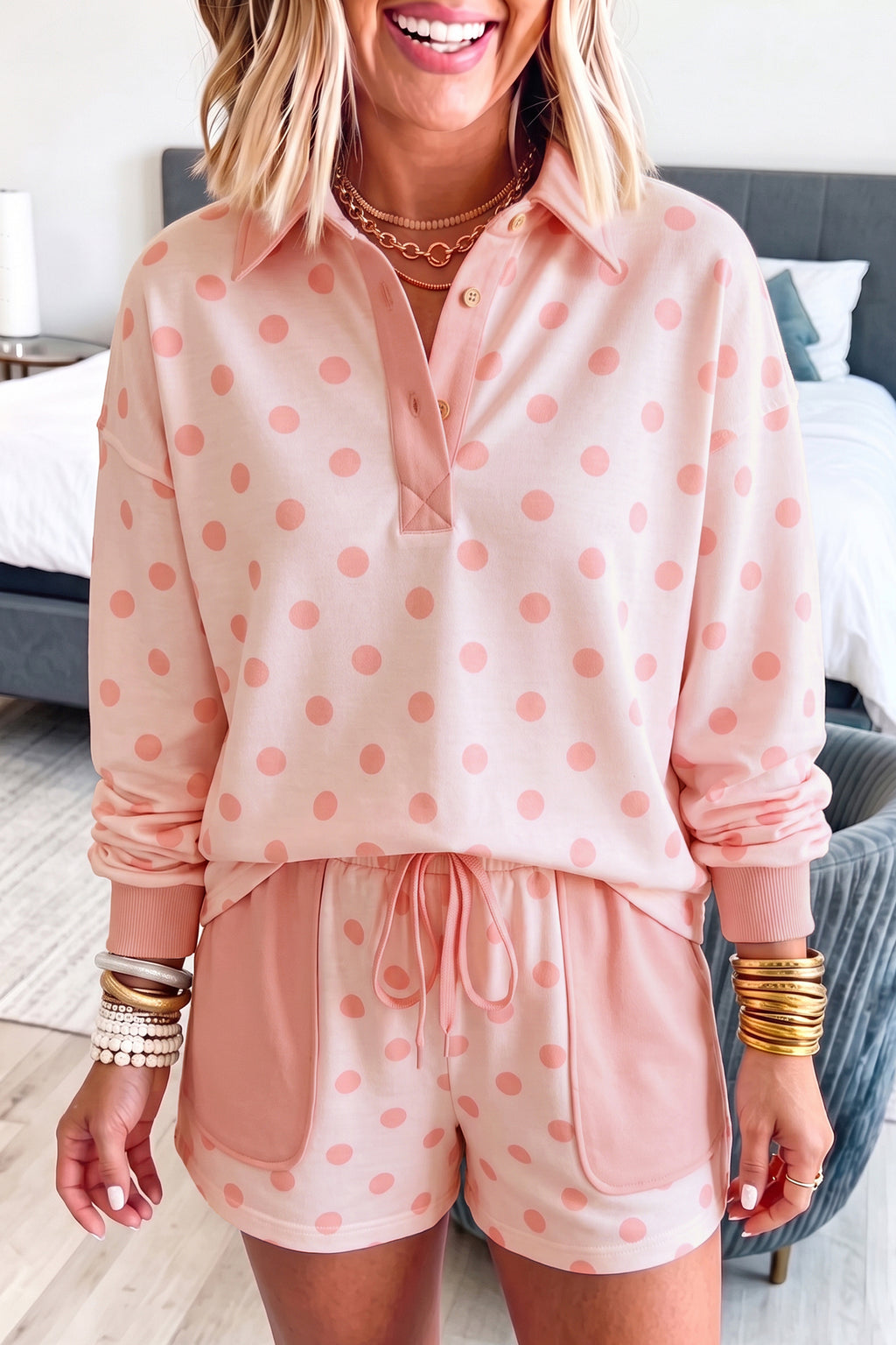 Pink Polka Dot Lounge Set