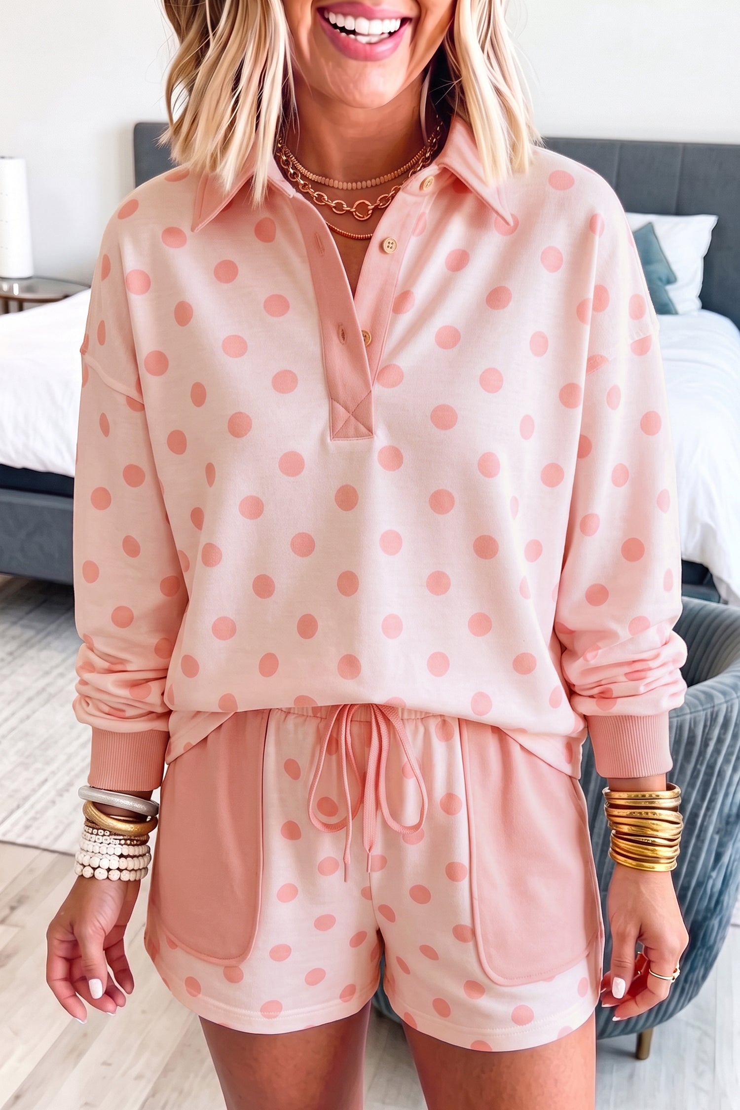Pink Polka Dot Lounge Set