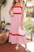 Striped Bow-Tie Maxi Dress