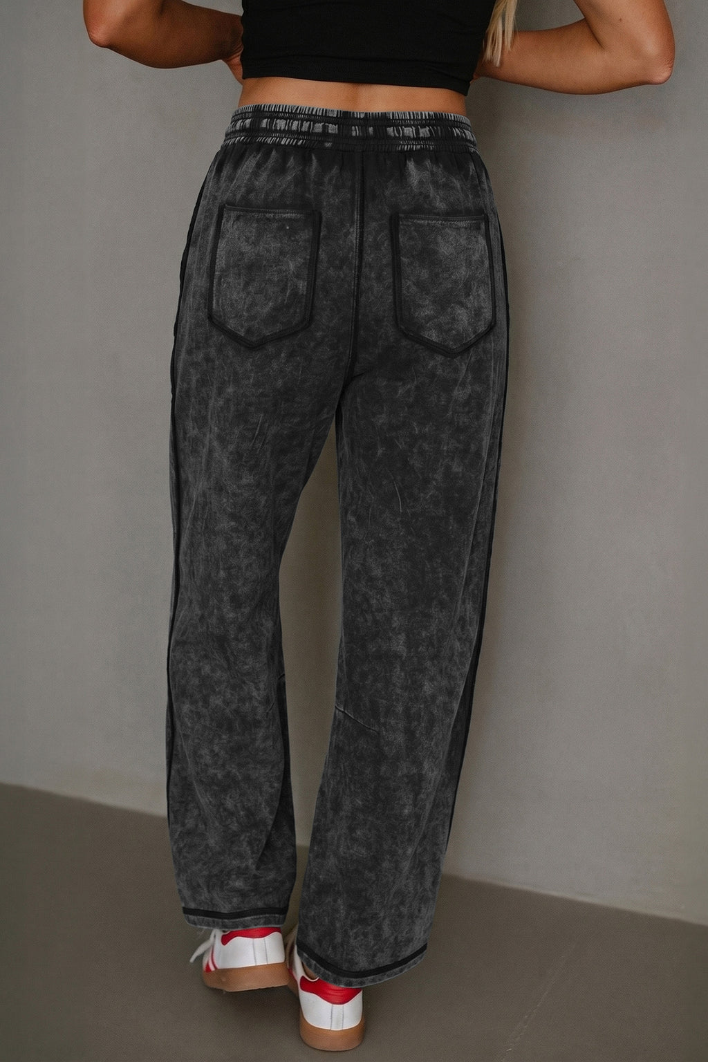Mineral Washed Drawstring Ankle Pants