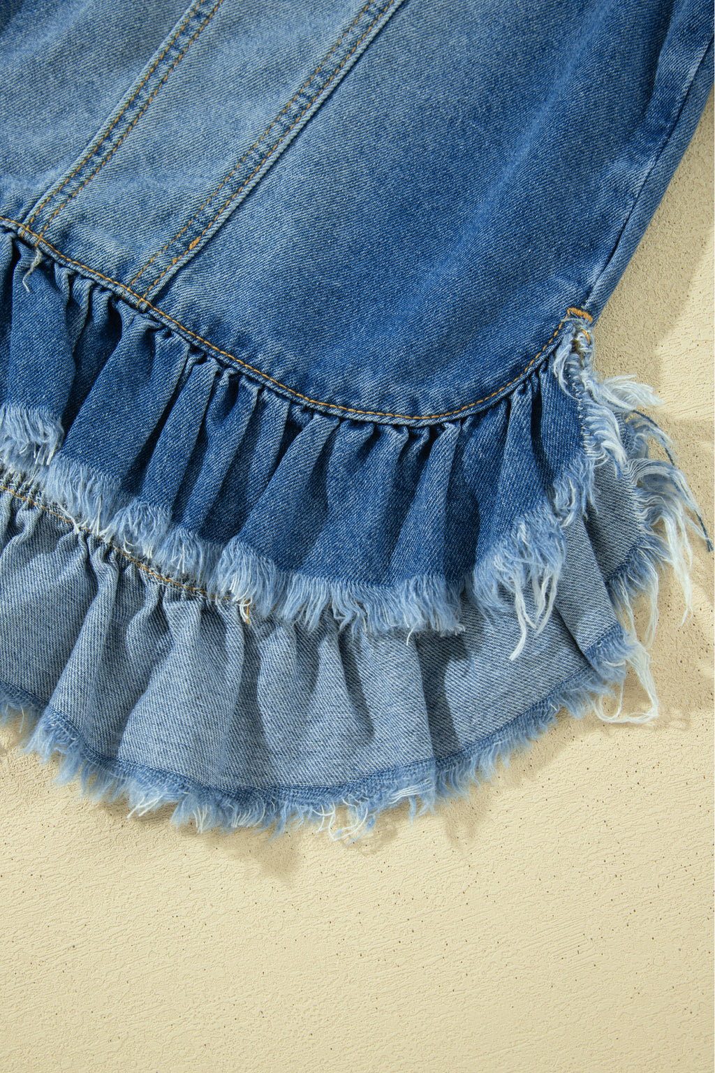 Ruffle Sleeve Denim Jacket