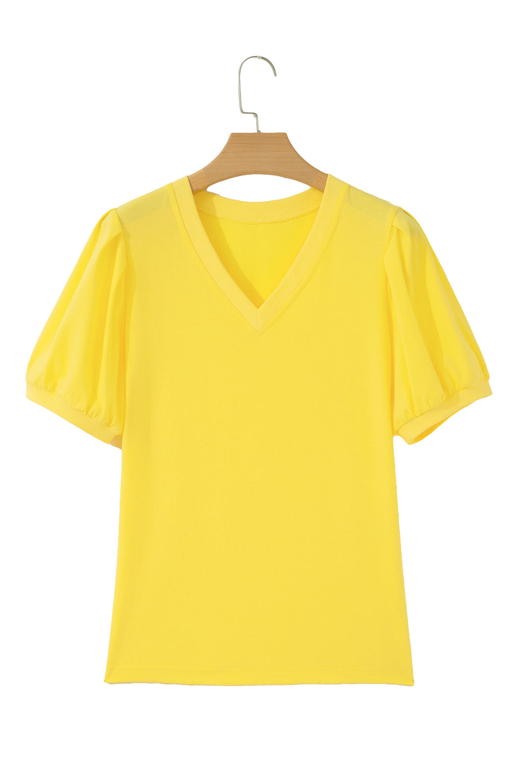 Solid Color Puff Sleeve Blouse