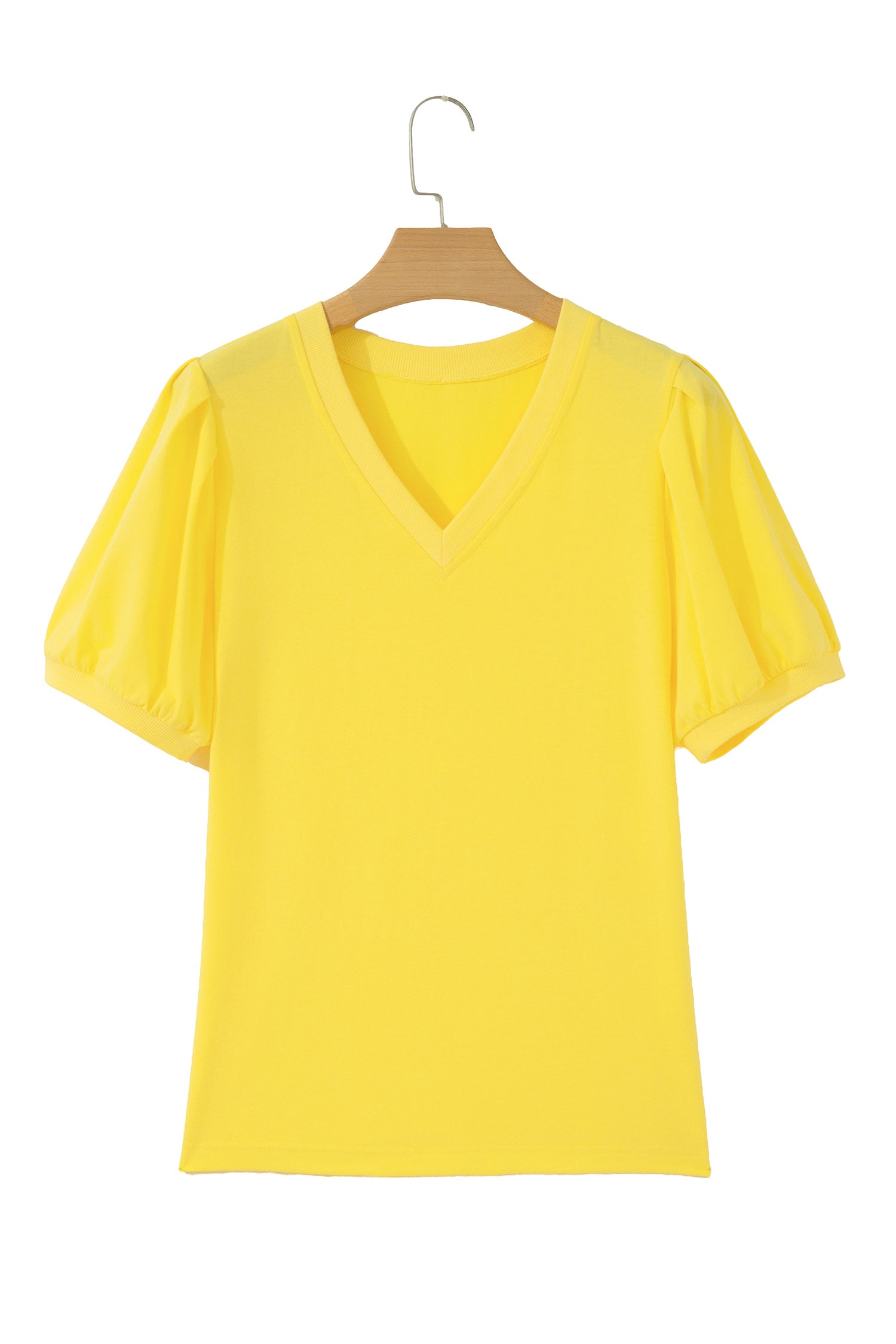 Solid Color Puff Sleeve Blouse