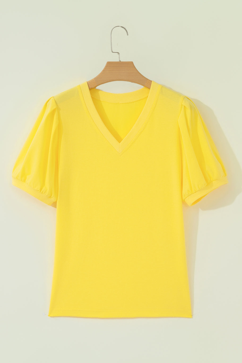 Solid Color Puff Sleeve Blouse