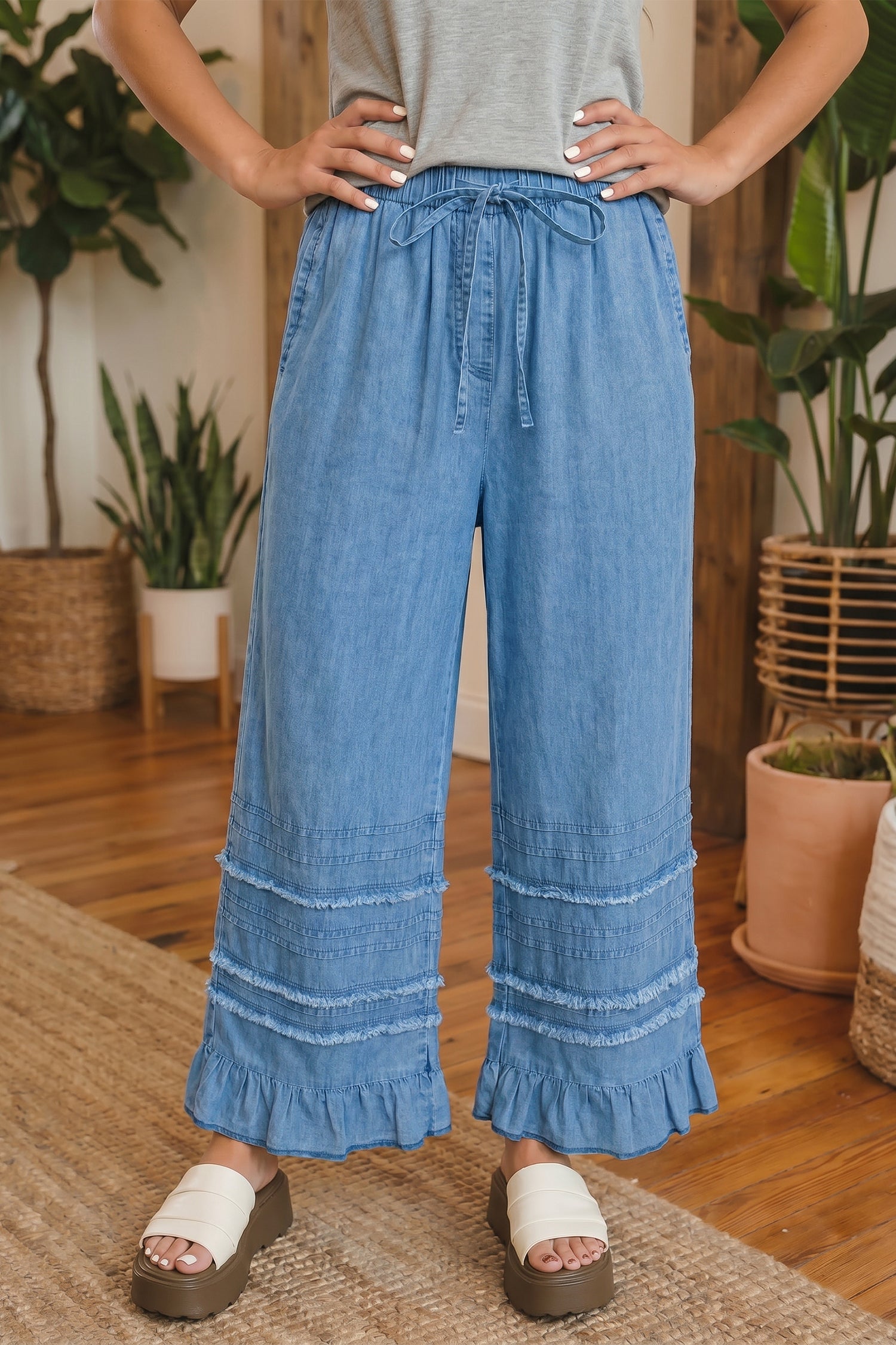 Everyday Chambray Wide Leg Pants