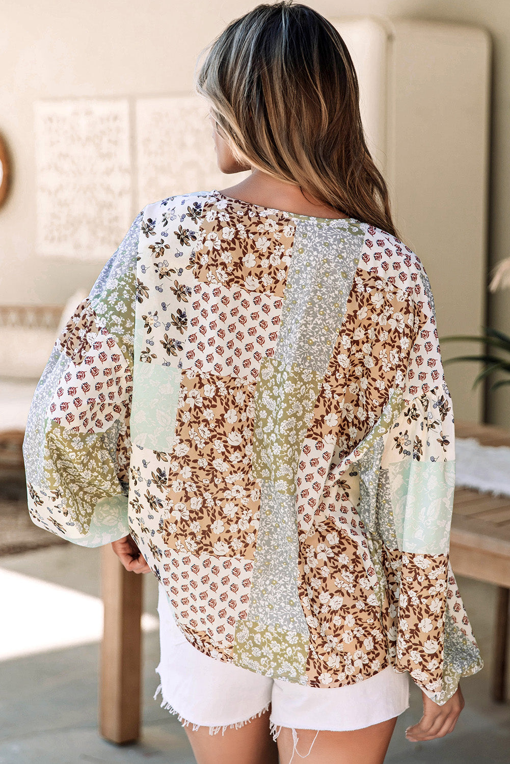 Patchwork Bloom Button-Up Shirt