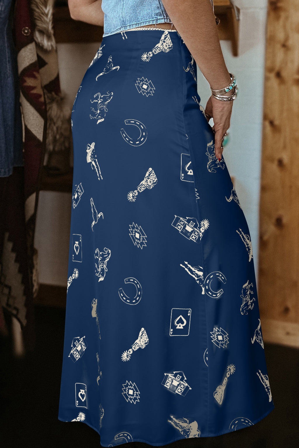 Western Satin Maxi Skirt
