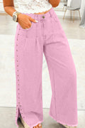 Rivet Detail Wide Leg Jeans