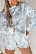 Sky Blue Floral Lounge Set