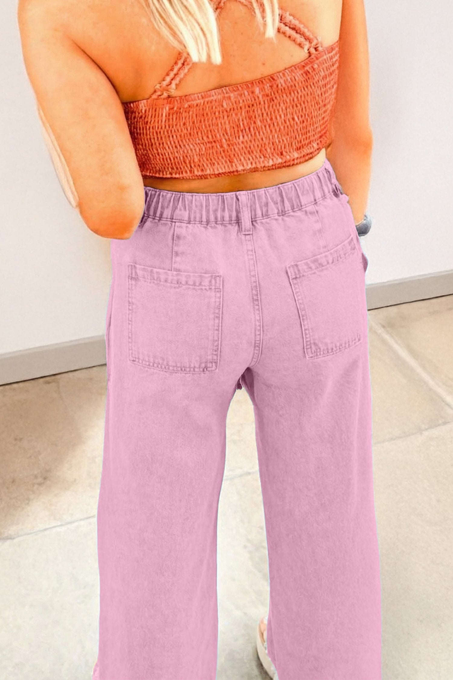 Rivet Detail Wide Leg Jeans